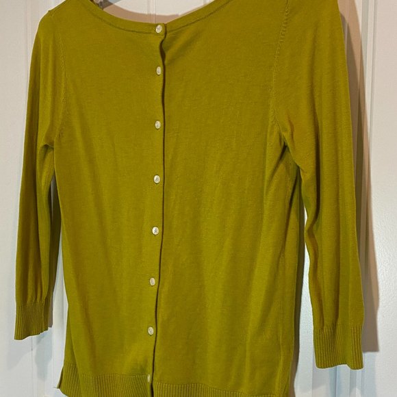 Chartreuse Back Button Down Blouse - Picture 1 of 4